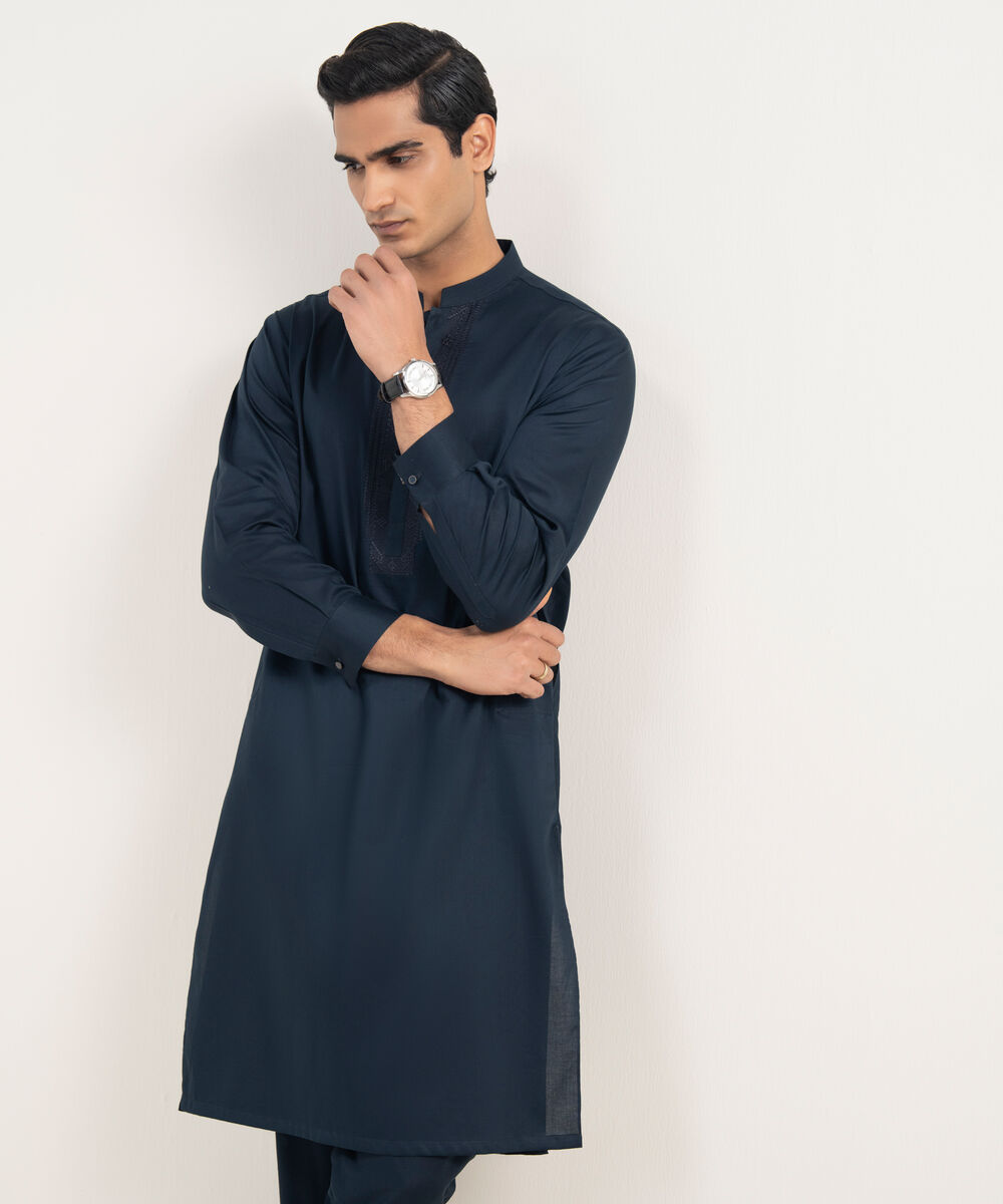 Men's Stitched Premium Cotton Indigo Suit