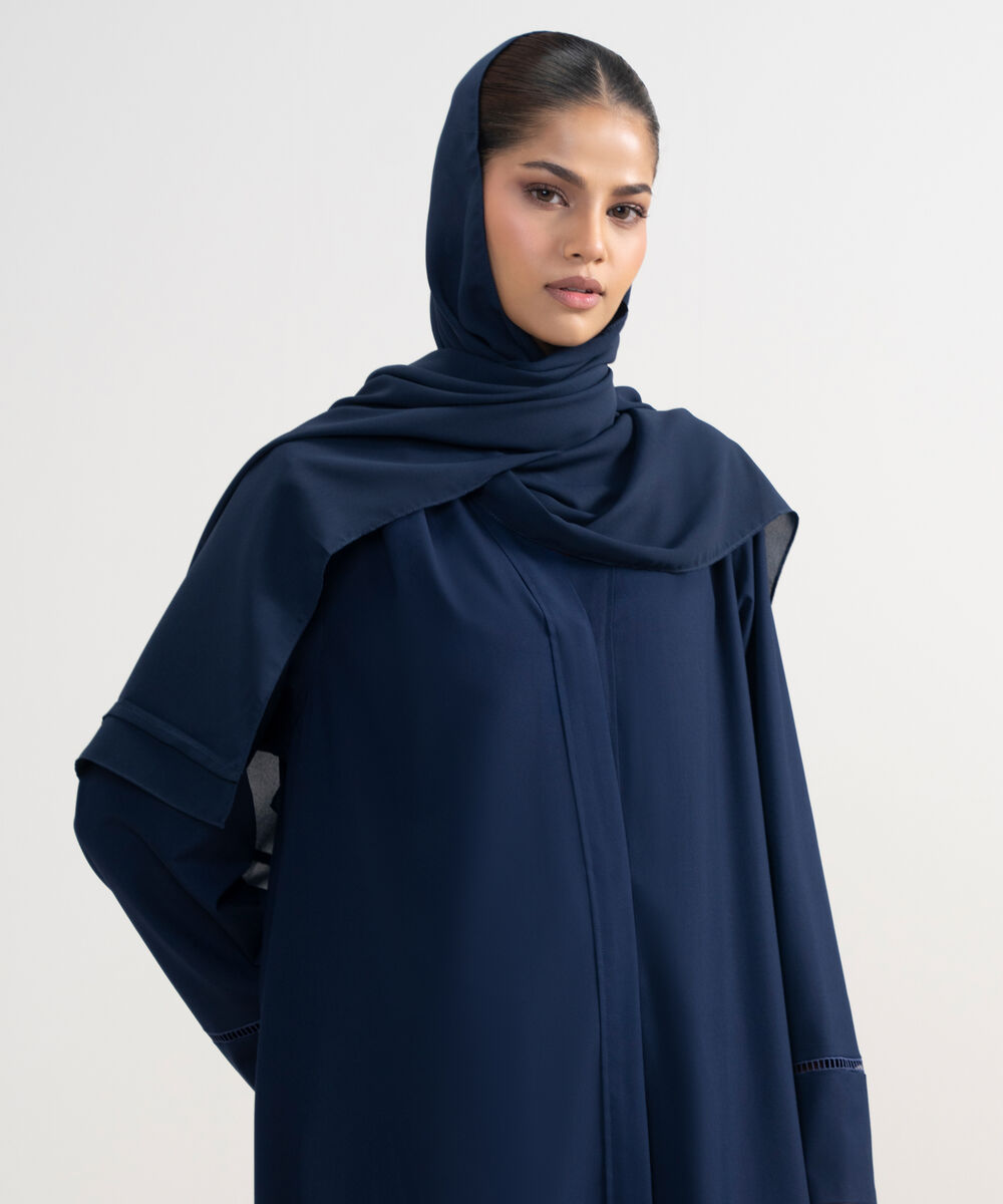 Women's Navy Button Through Regular Abbaya Set