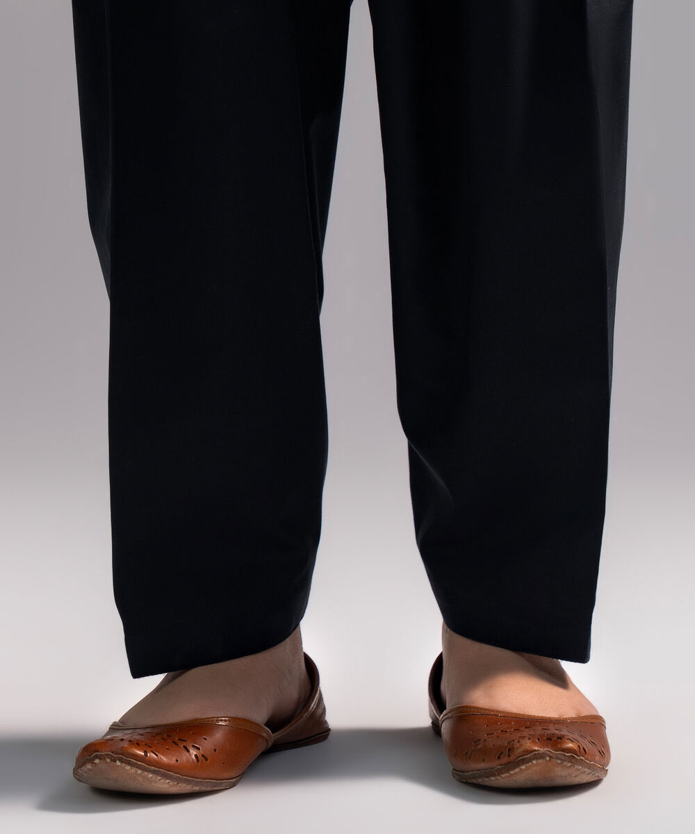 Women's RTW Cambric Solid Black Shalwar