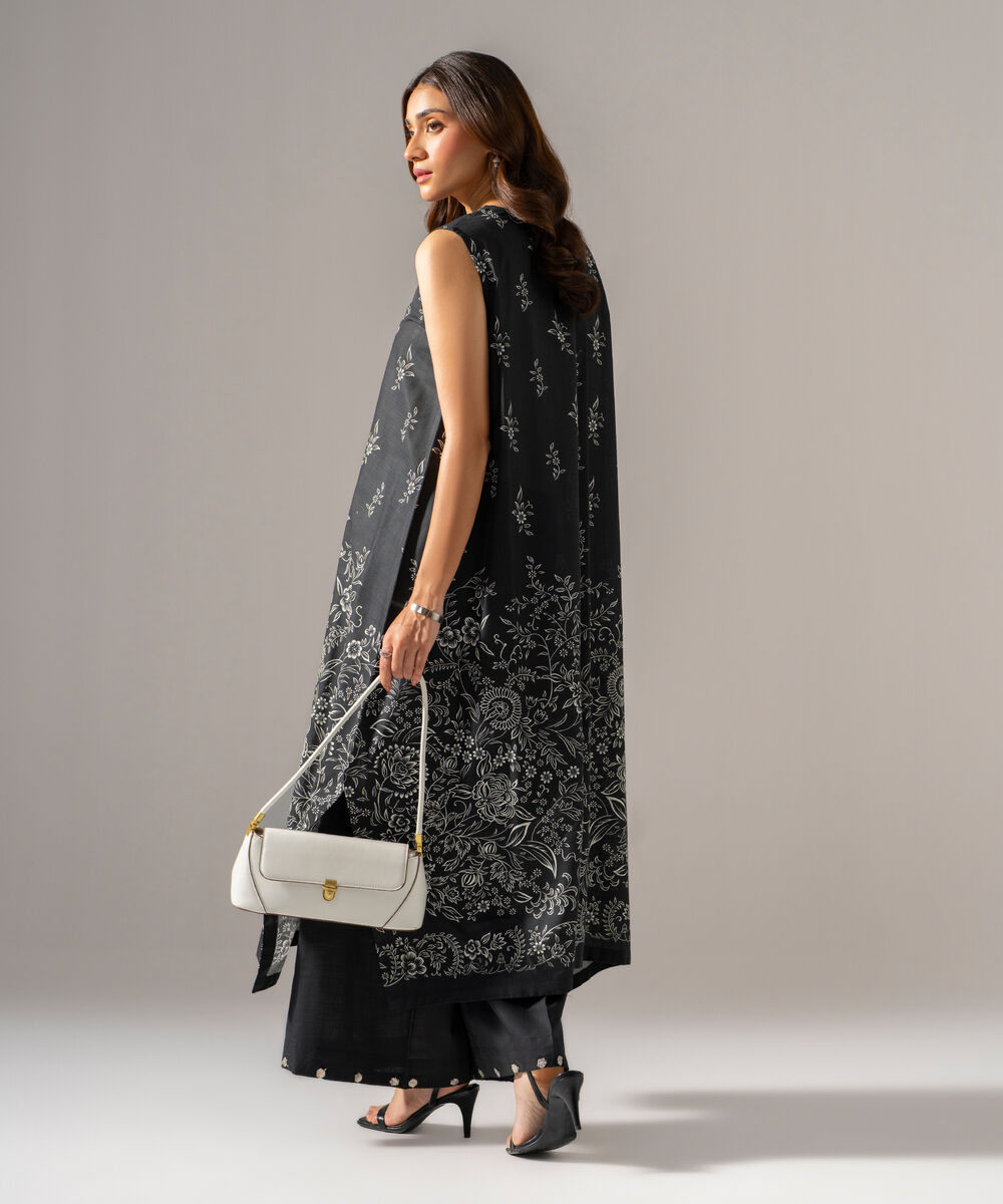 Women's RTW Cross Hatch Printed Black Straight Shirt