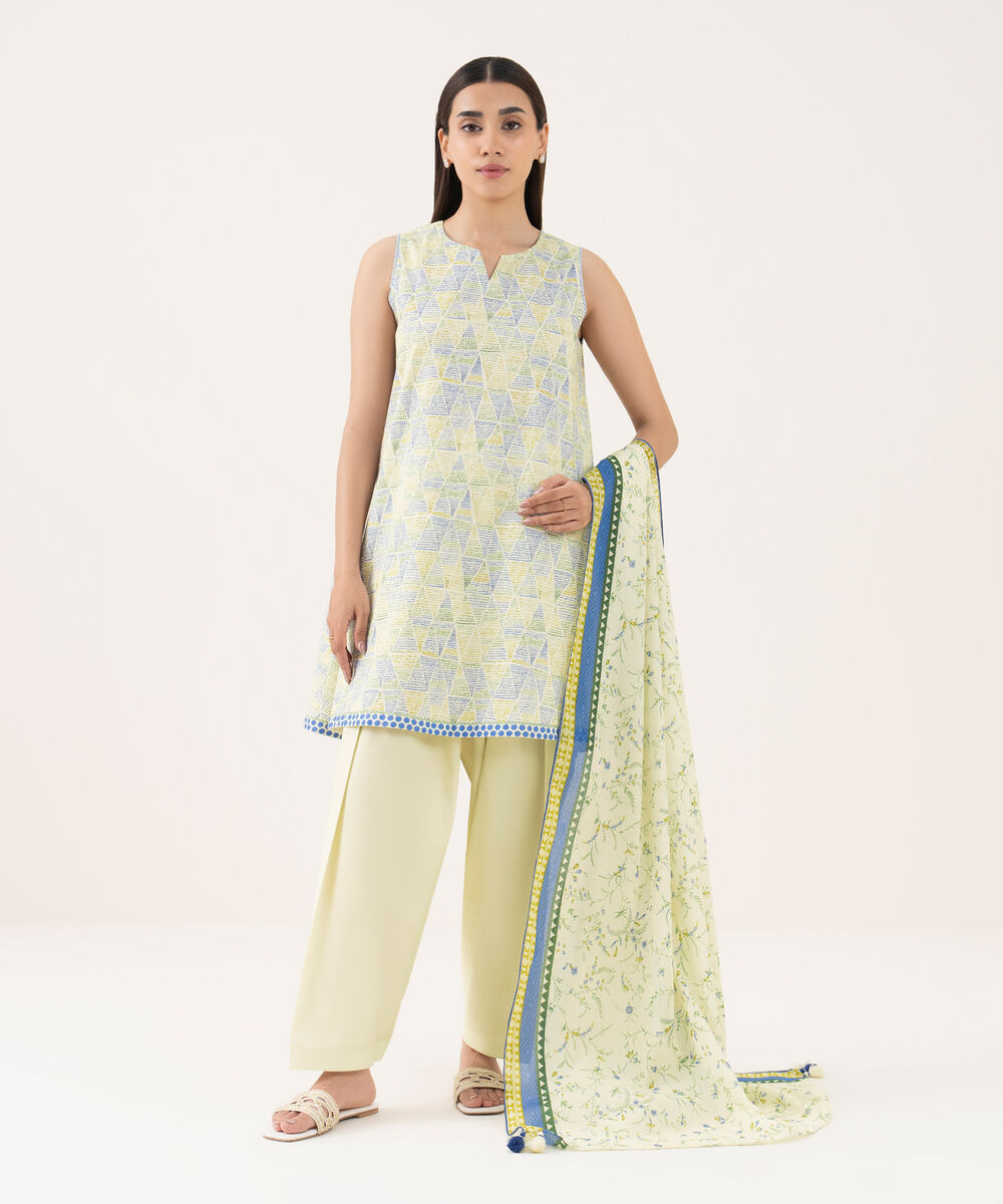 Women's Unstitched Lawn Printed Multi 3 Piece Suit