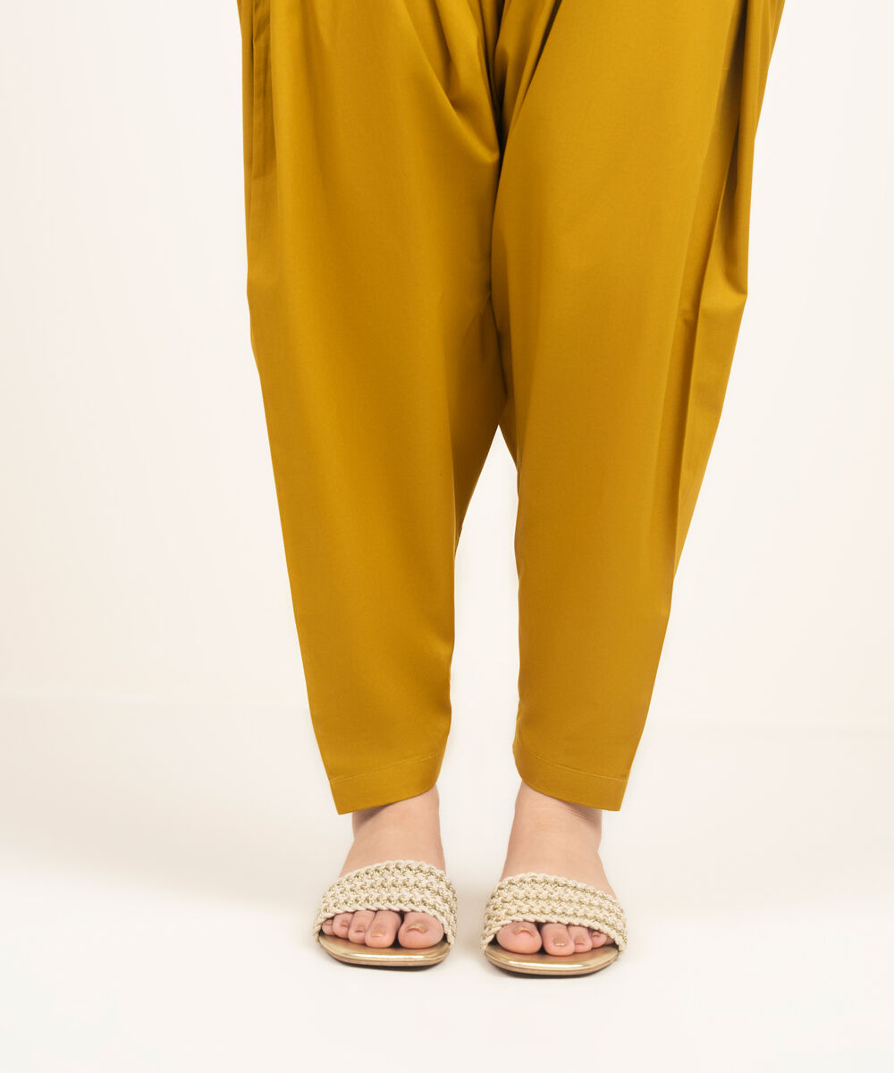 Women's RTW Lawn Solid Yellow Shalwar