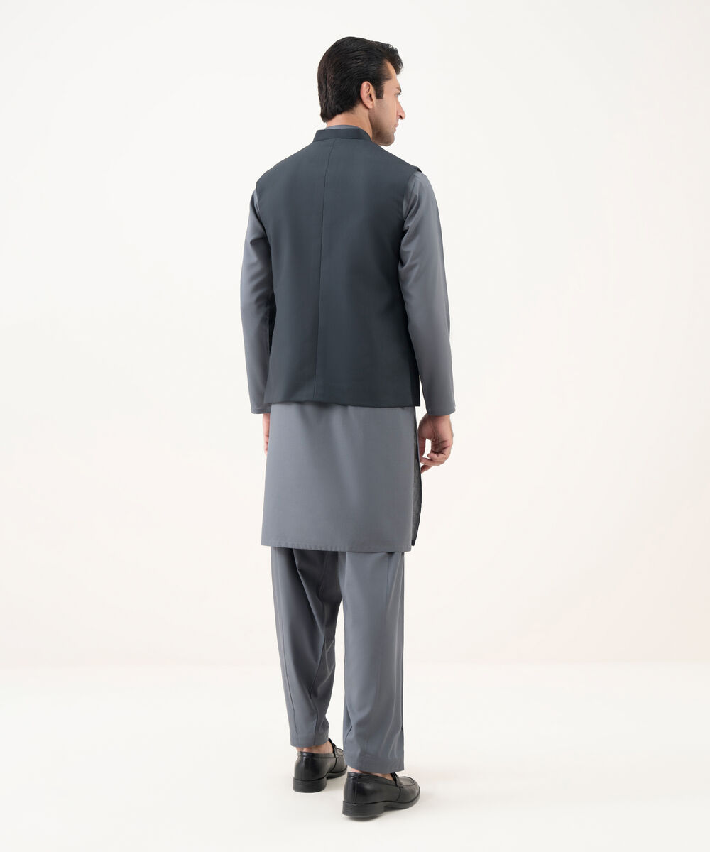 Men's Viscose Plain Charcoal Waist Coat