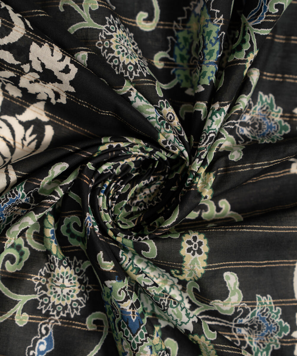 Zari Lawn Printed Black Dupatta