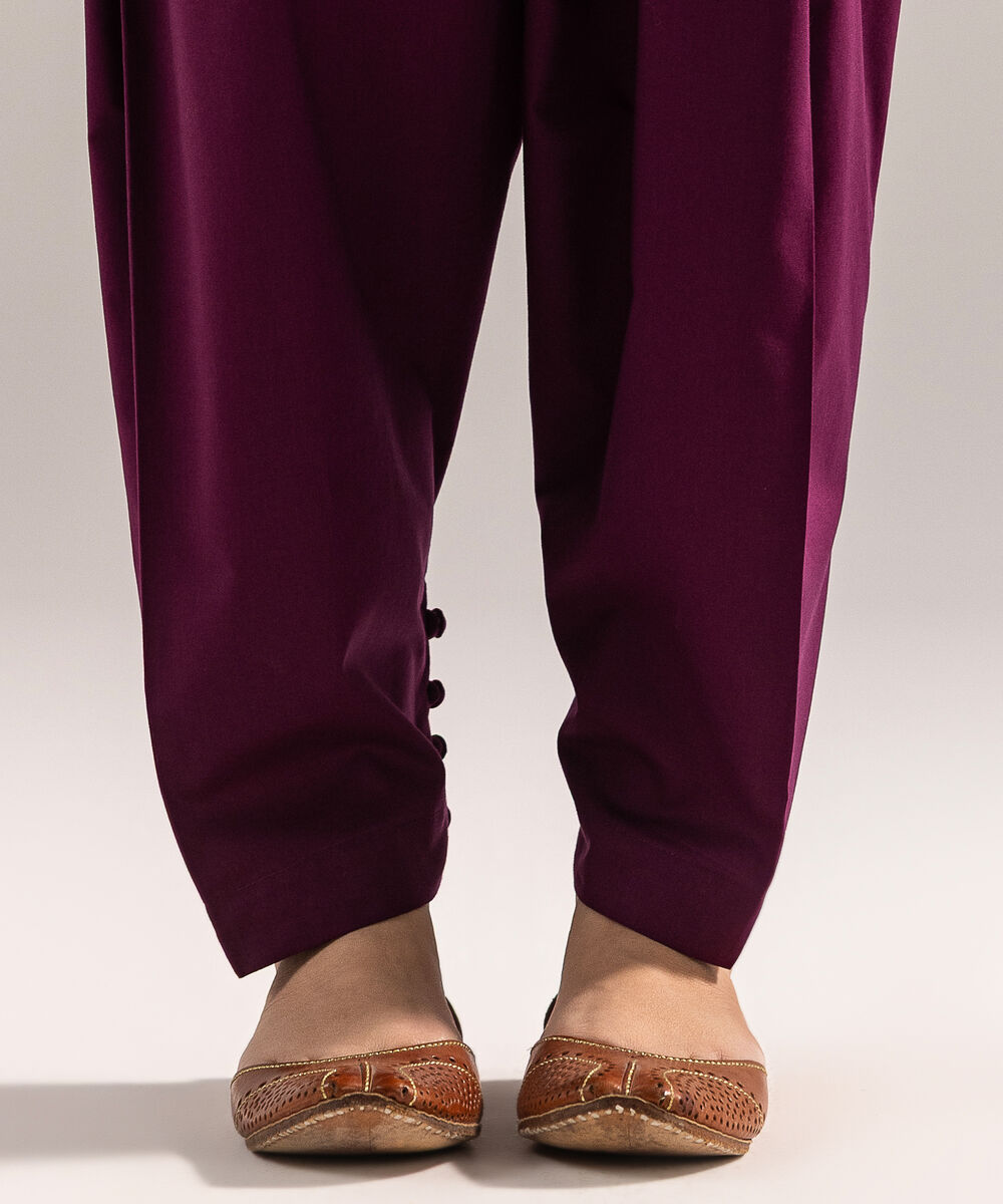 Women's RTW Cambric Solid Purple Skinny Shalwar