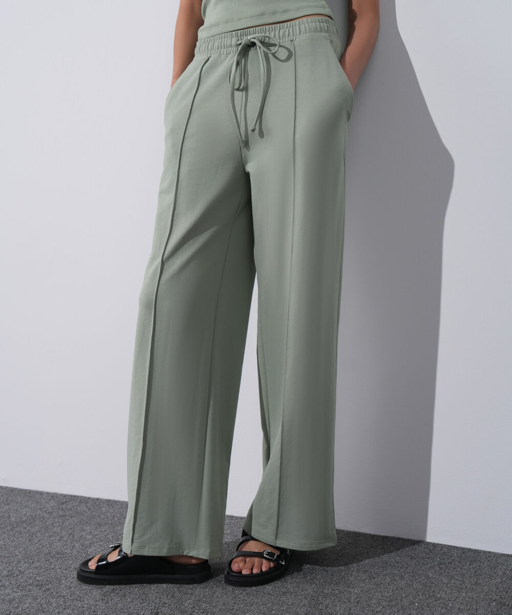 Women's Western Wear Green Pull On Summer Terry Trousers