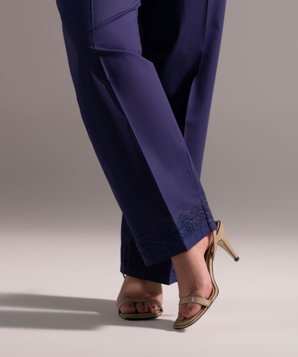 Women's RTW Cambric Solid Dark Blue Culottes