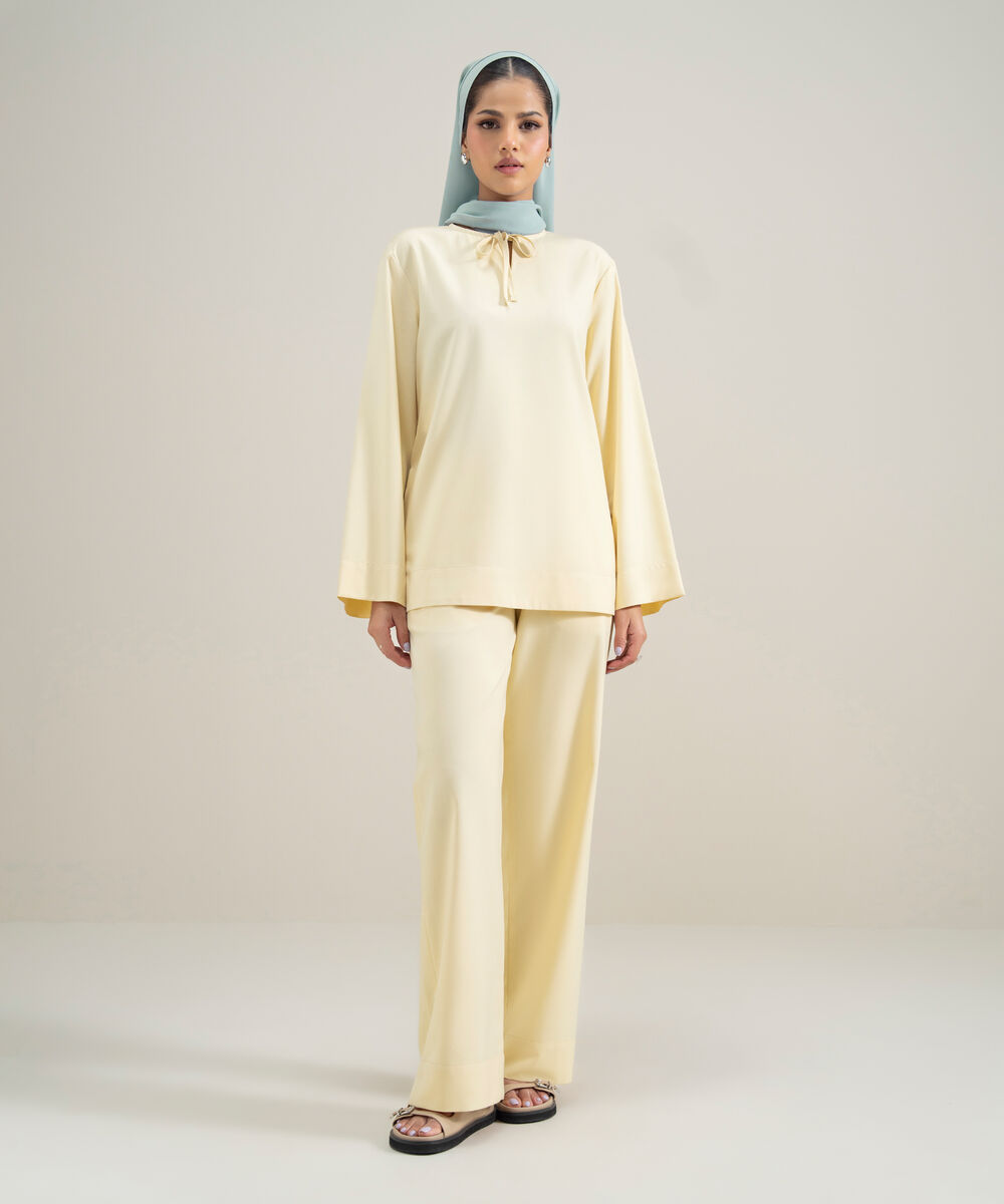 Women's Polyester Yellow Modest Wear Top