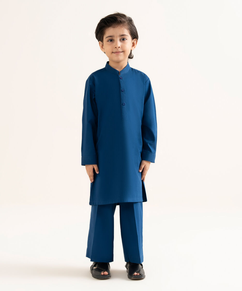 Men's Latha Plain Blue Kurta Trouser