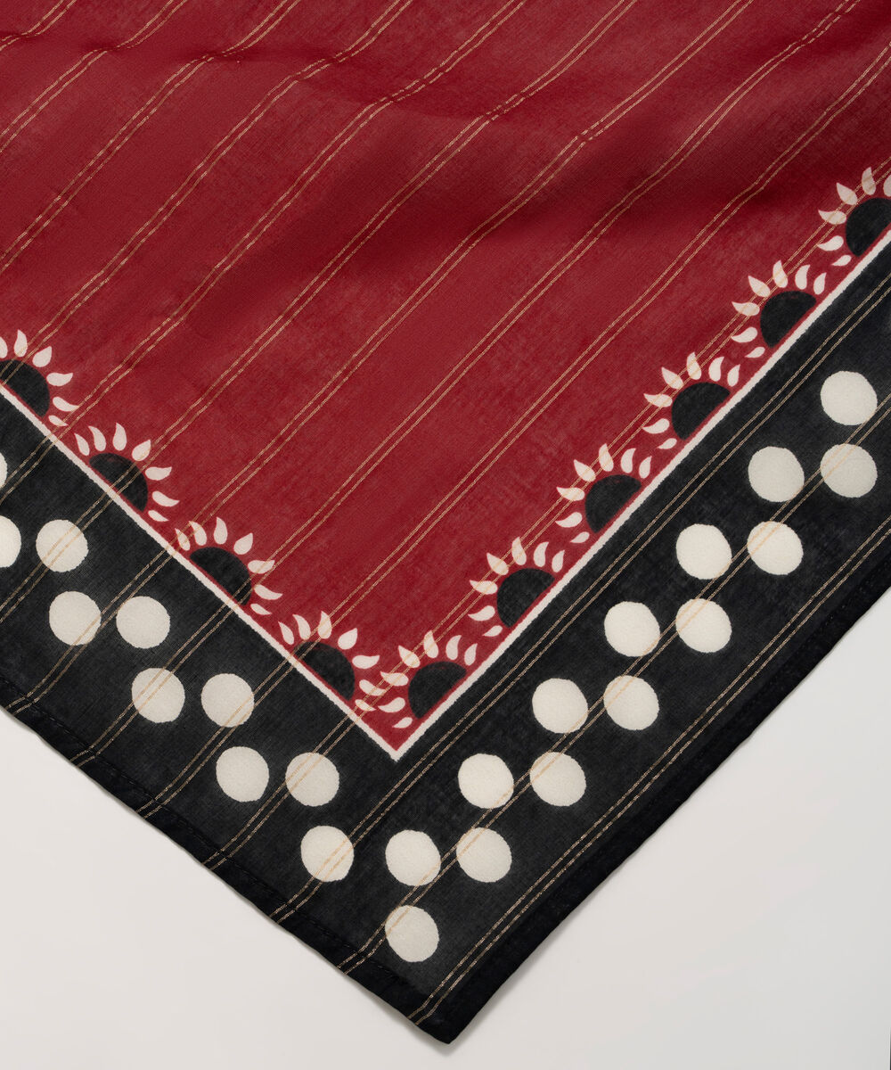 Zari Cotton Printed Red Dupatta