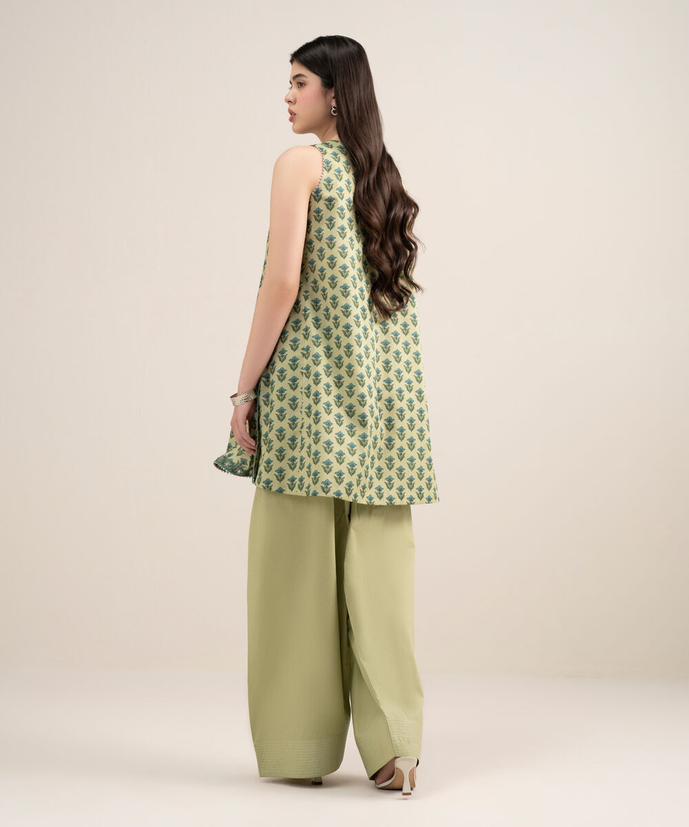 Women's Unstitched Lawn Printed Green 2 Piece Suit
