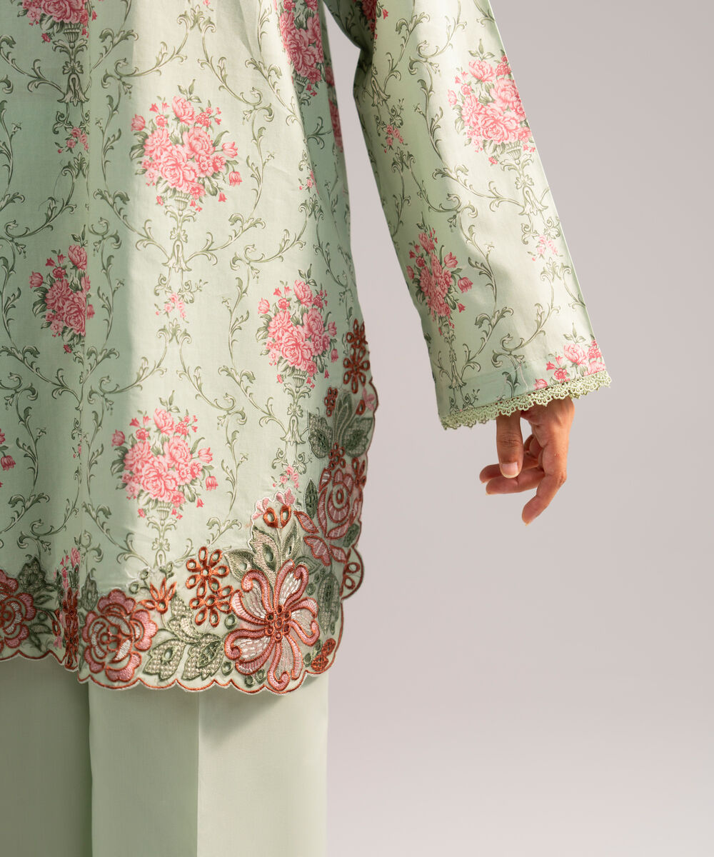 Women's RTW Lawn Embroidered Green 2 Piece Suit