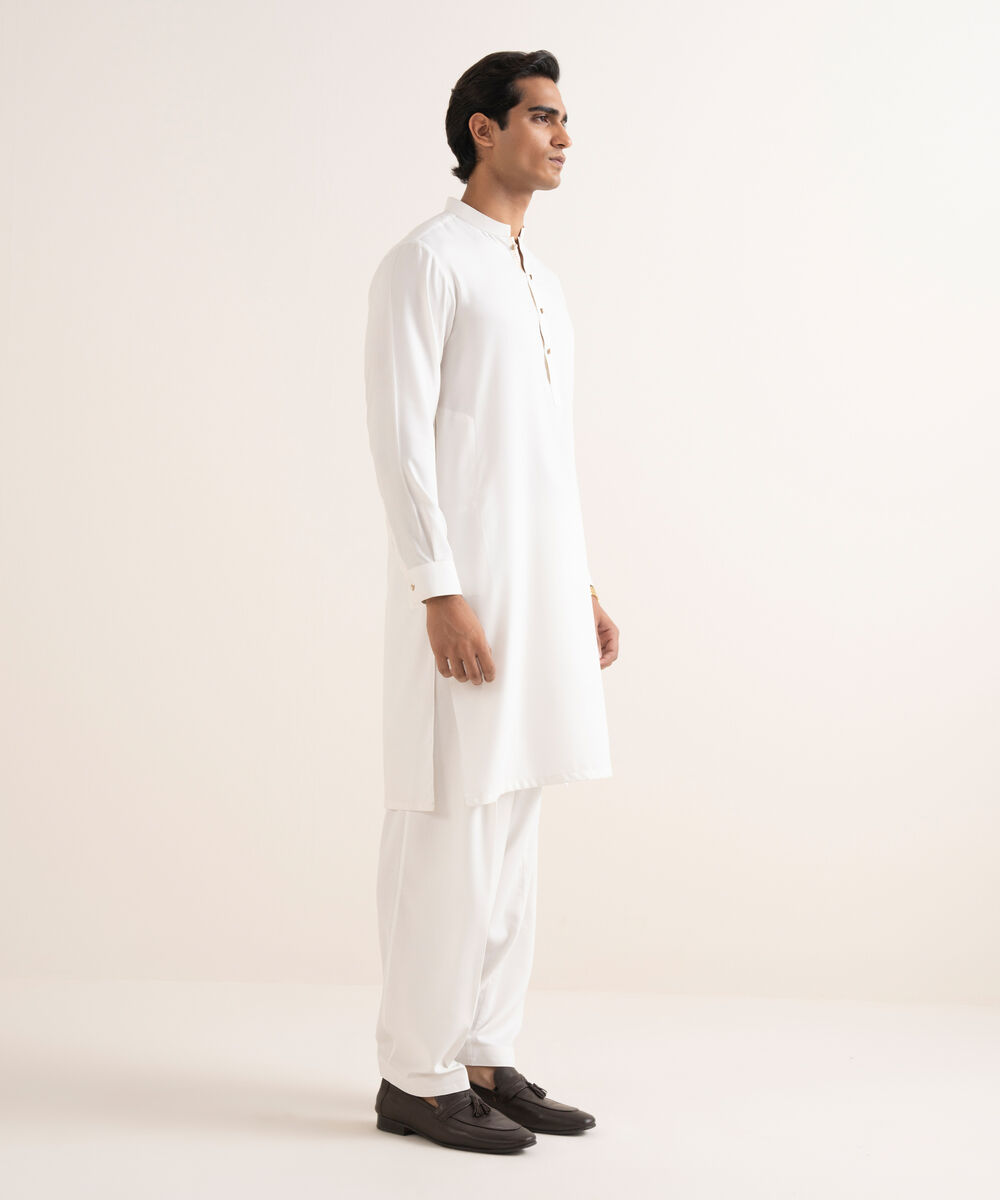 Men's Stitched Premium Wash & Wear White Suit