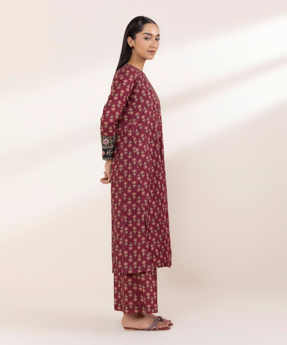 Women's RTW Lawn Red Printed A-Line Shirt