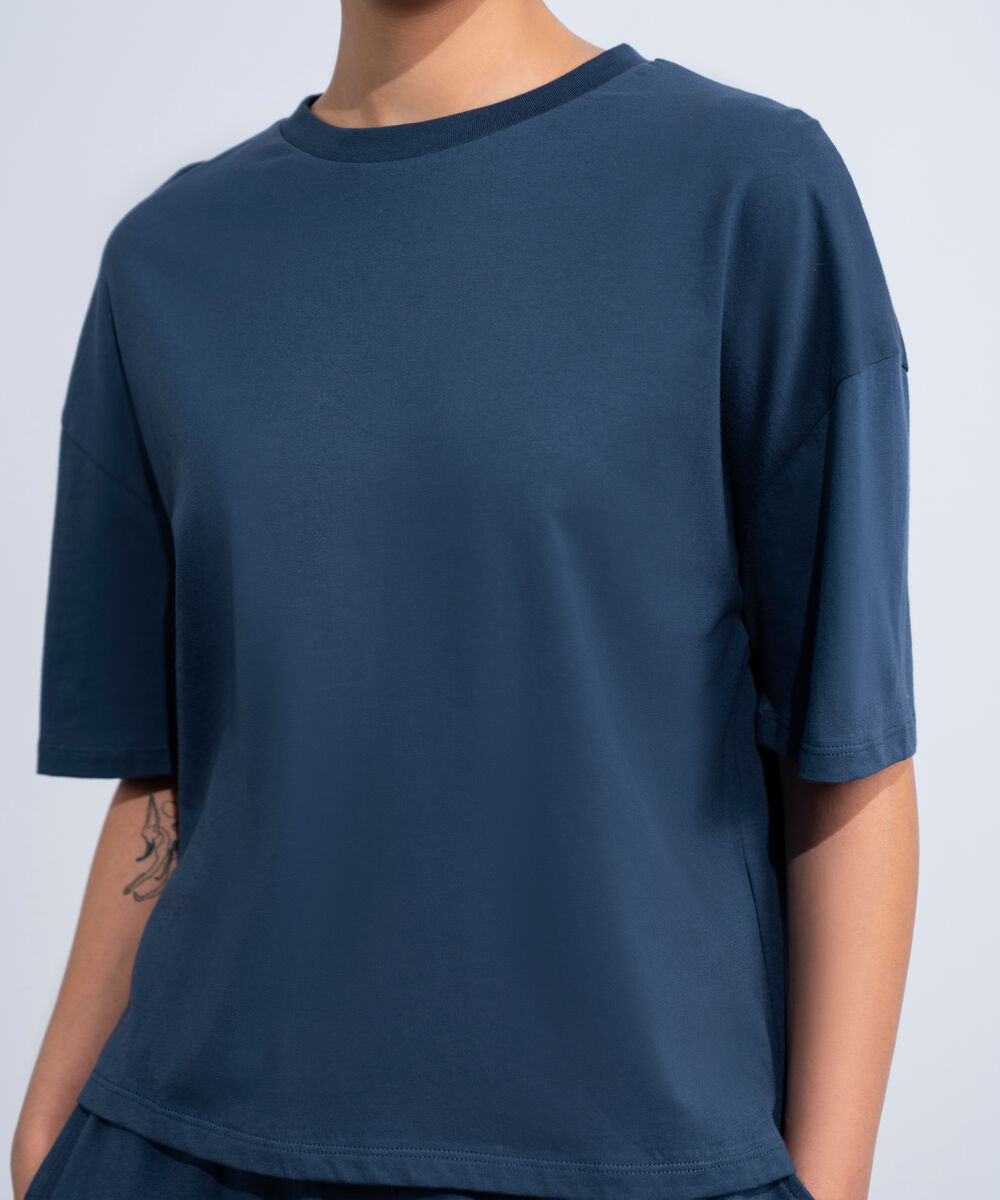 Women's Western Navy Loose Fit Supima T-Shirt
