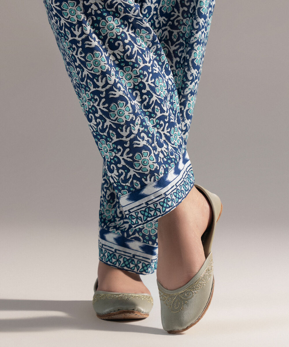 Women's RTW Crosshatch Printed Dark Blue Shalwar