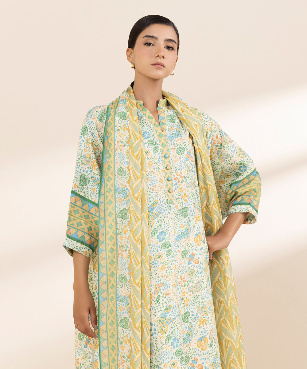 Women's Unstitched Lawn Printed Multi 3 Piece Suit