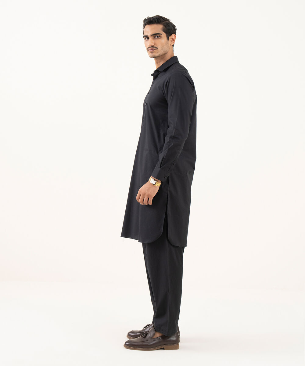 Men's 100% Cotton Plain Black Kurta Shalwar