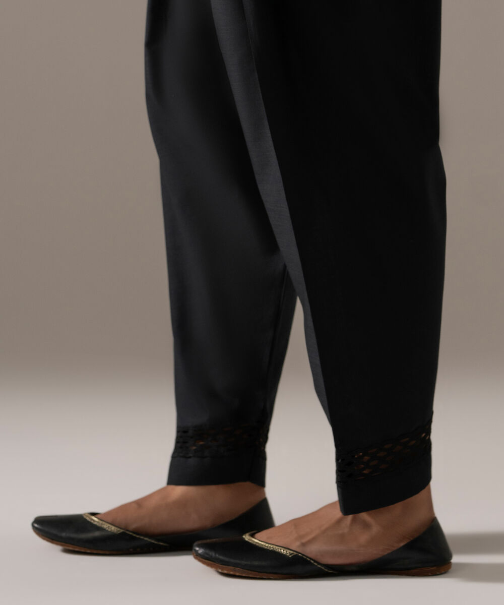 Women's RTW Cross Hatch Solid Black Skinny Shalwar
