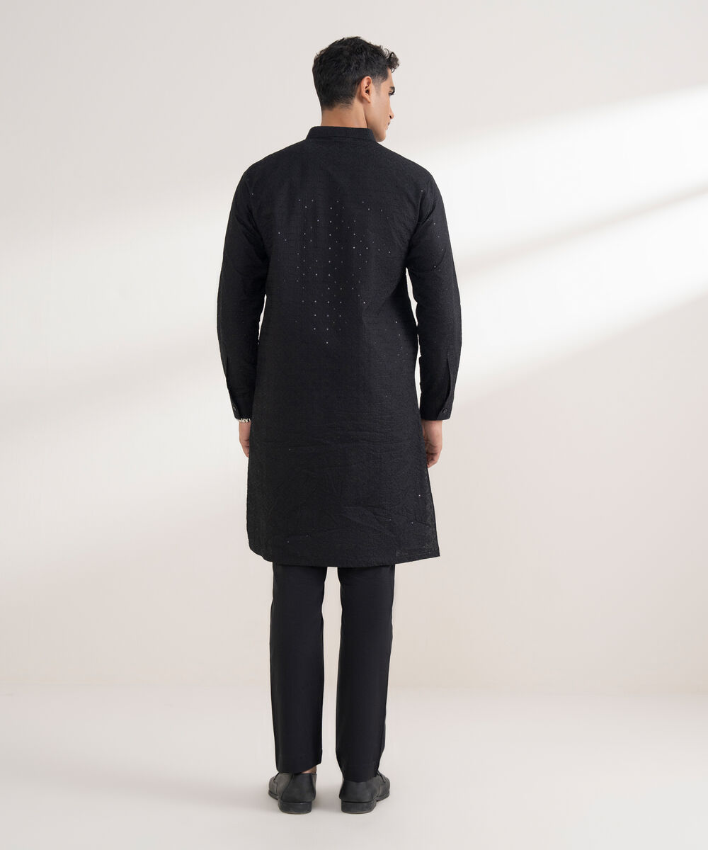 Men's Stitched 100% Cotton Black Suit