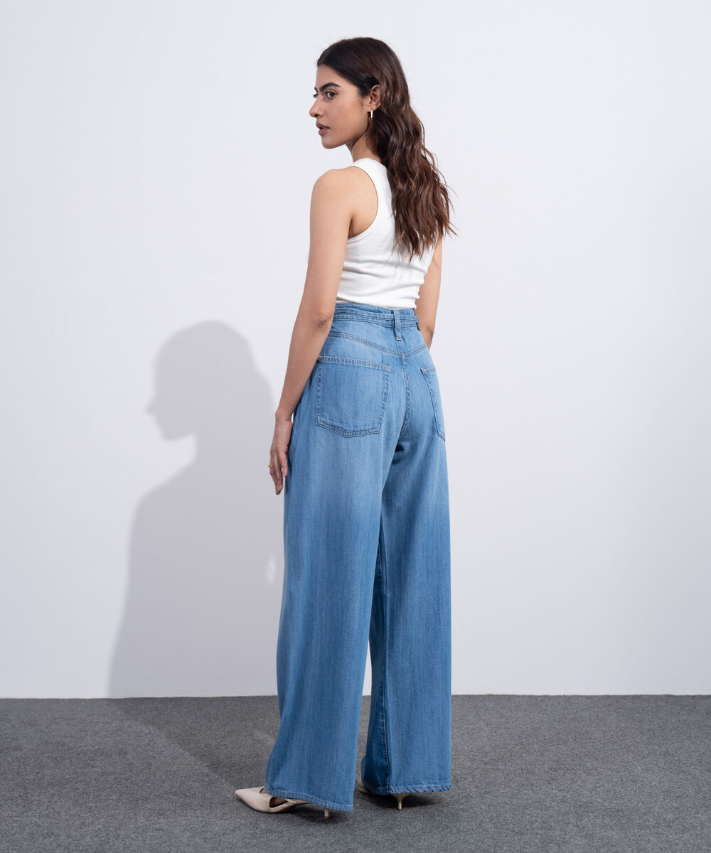 Women's Western Light Blue Wash Baggy Loose Jeans