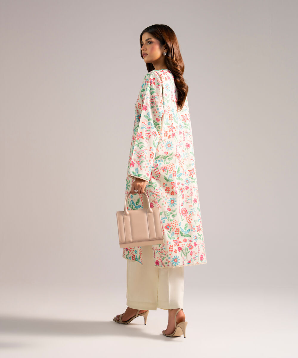 Women's RTW Lawn Embroidered Off White 2 Piece Suit