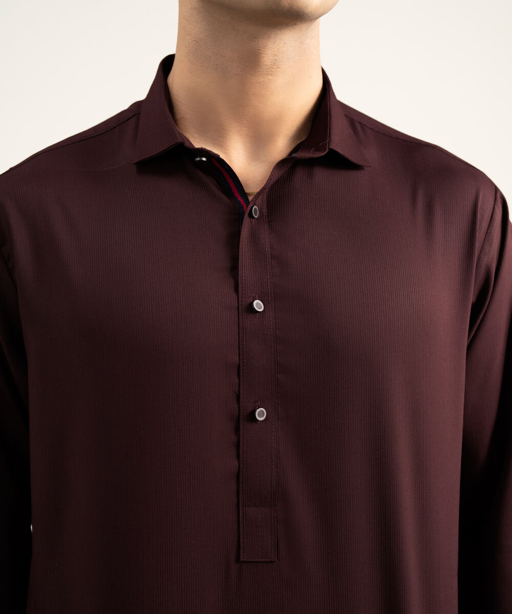 Men's Stitched Premium Blended Maroon Suit