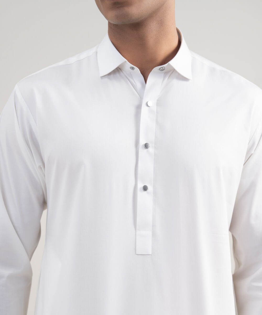 Men's Stitched Luxury Giza Cotton Off White Suit