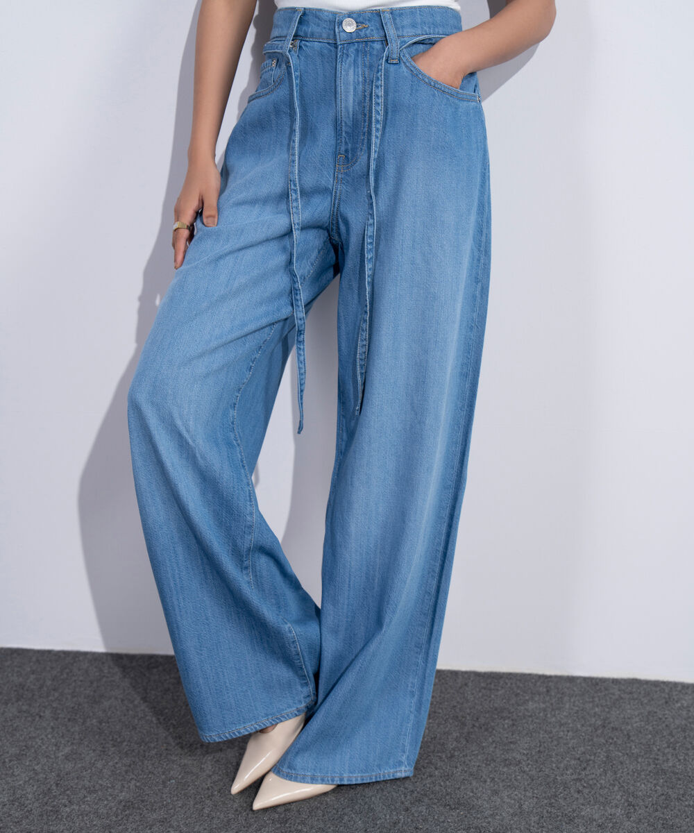 Women's Western Light Blue Wash Baggy Loose Jeans