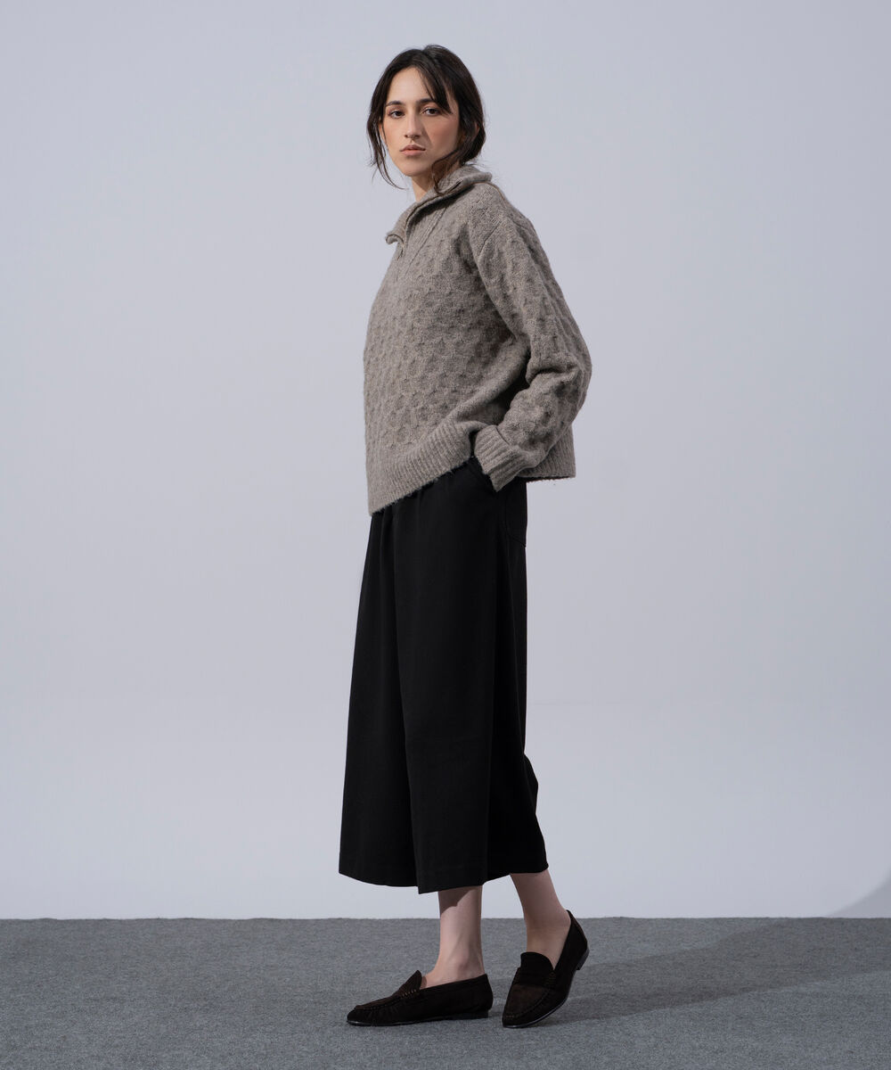Women's Western Wear Grey Quarter-Zip Knit Jumper