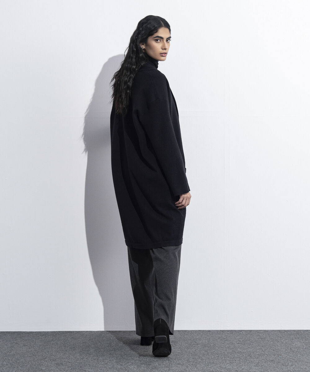 Women's Western Wear Black Long Knit Cardigan