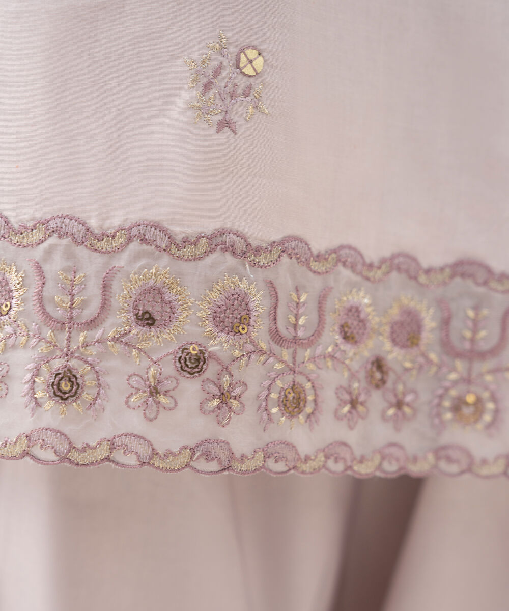 Women's Unstitched Embroidered Cotton Light Tea Pink 3 Piece Suit