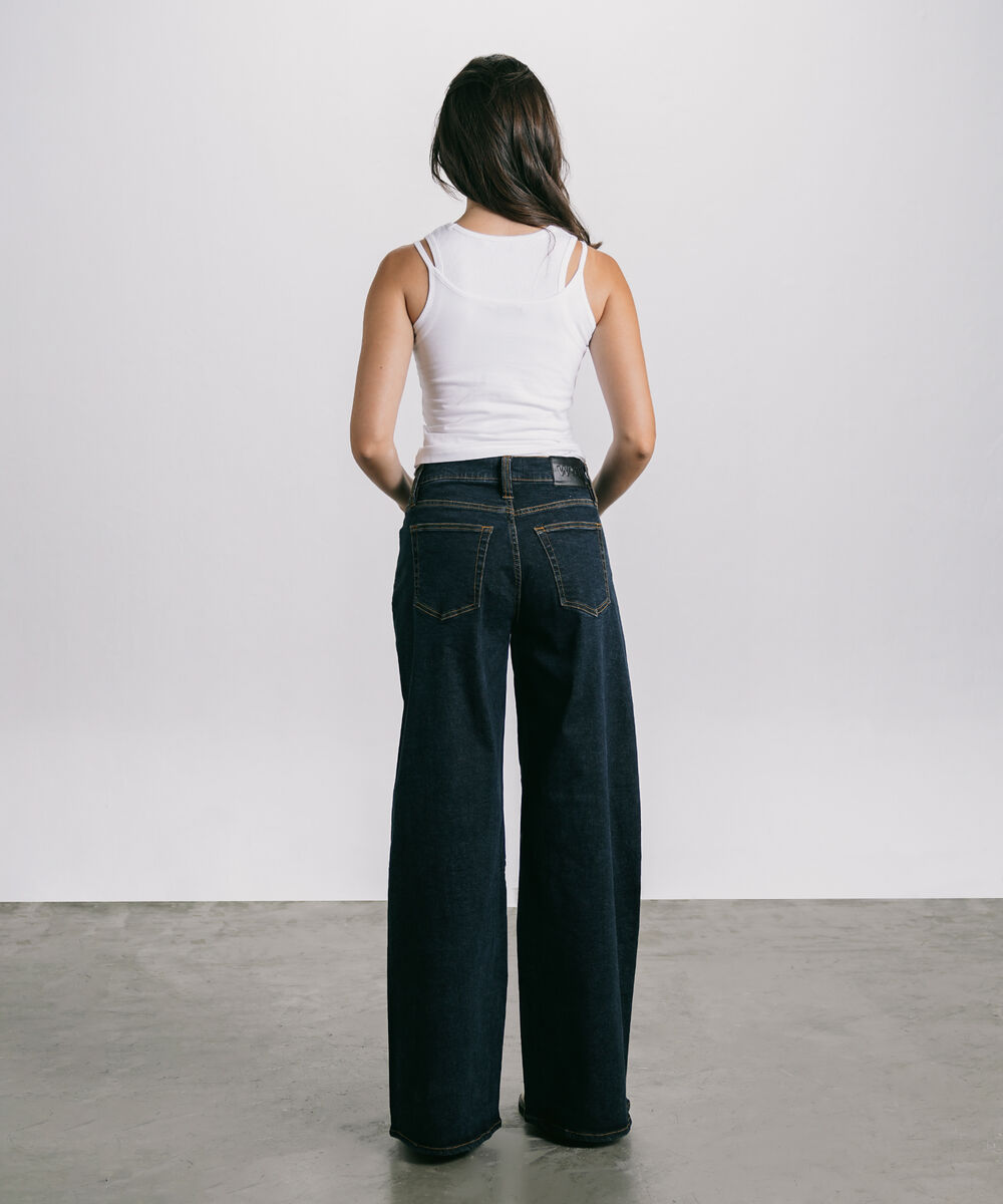 Women's Western Wear Blue High Rise Wide Leg Jeans