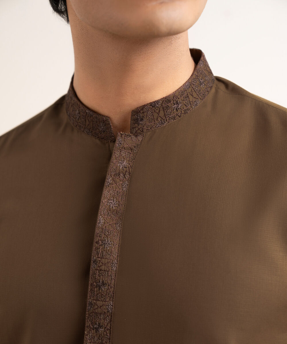 Men's Stitched Premium Wash & Wear Brown Suit