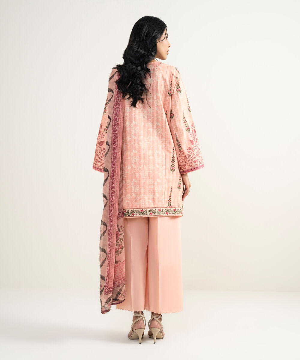 Women's RTW Dobby Embroidered Pink 3 Piece Suit