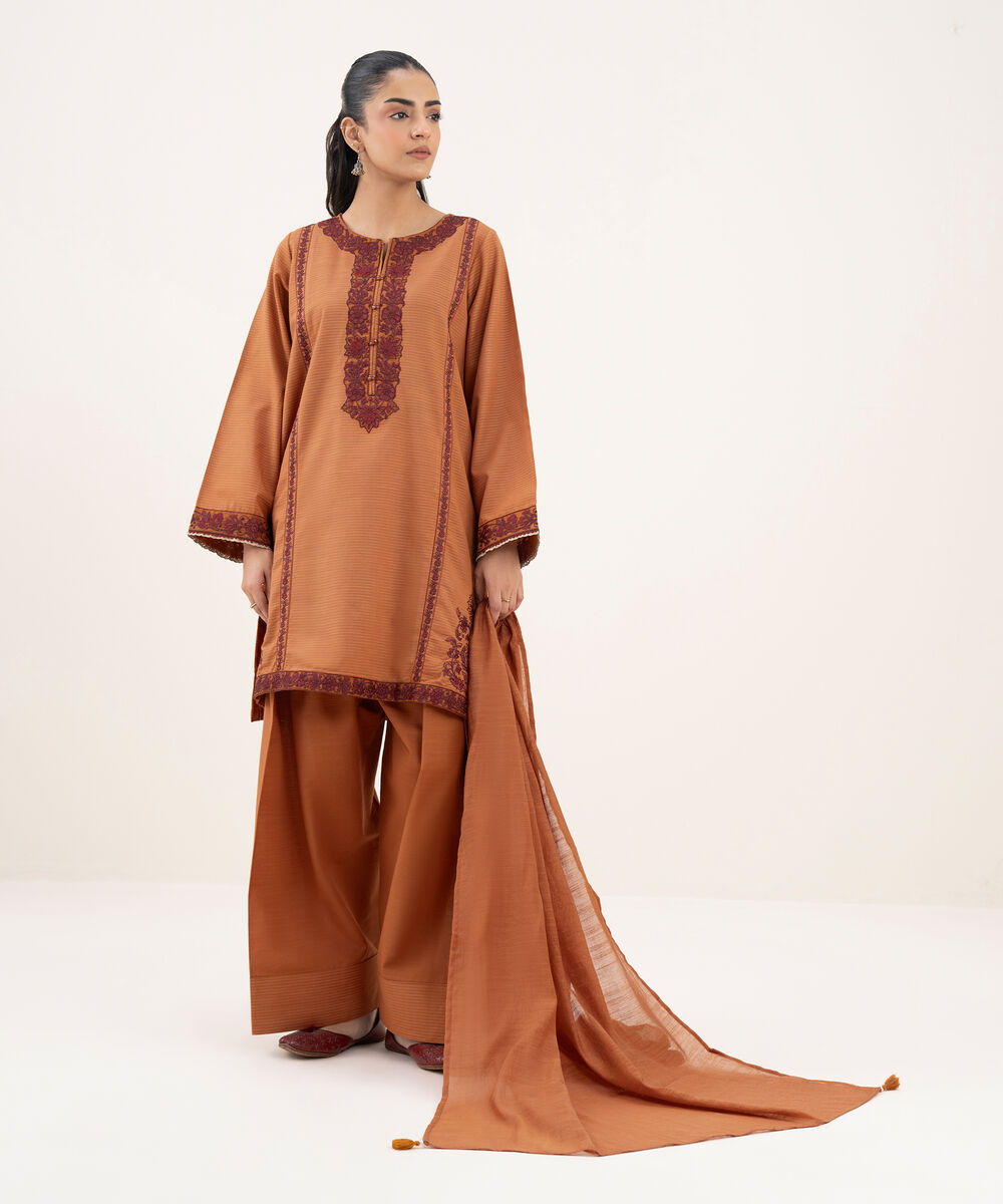 Solid Manaar Rust Dupatta