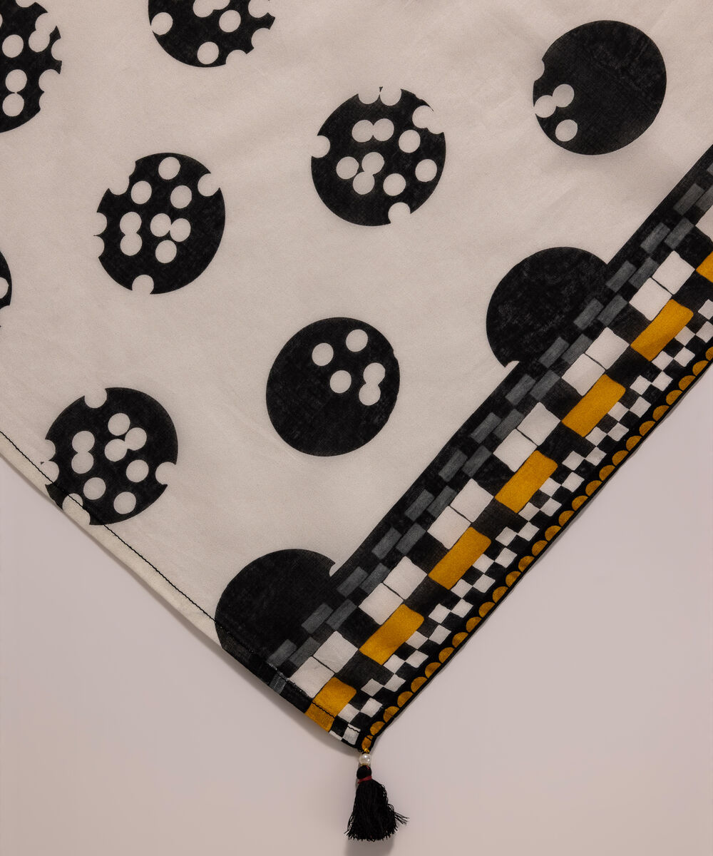 Lawn Printed White Dupatta