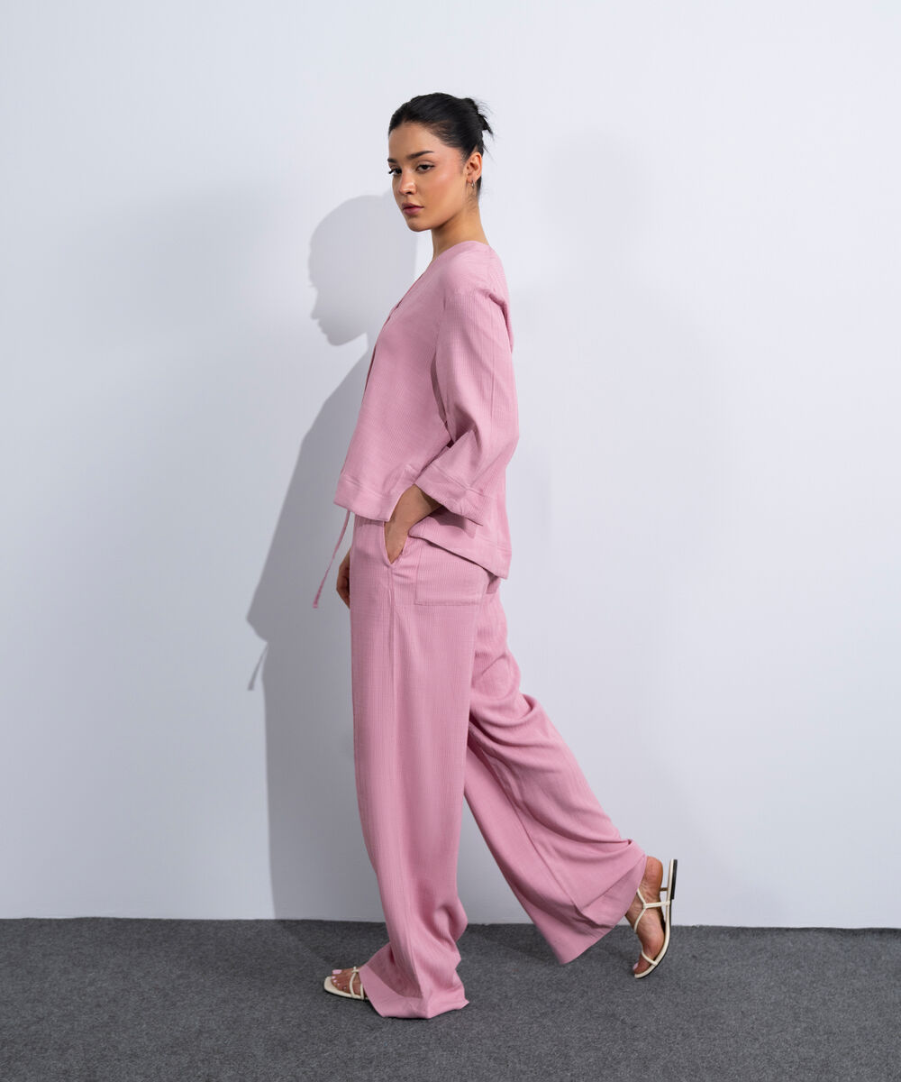 Women's Western Pink Pull-On Seersucker Trousers
