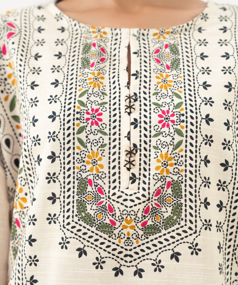 Women's RTW Light Khaddar Printed Drop Shoulder Multi Shirt