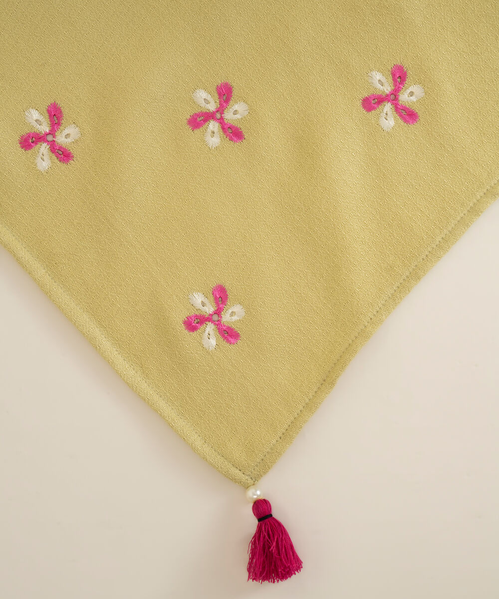 Dobby Embroidered Pale Yellow Dupatta