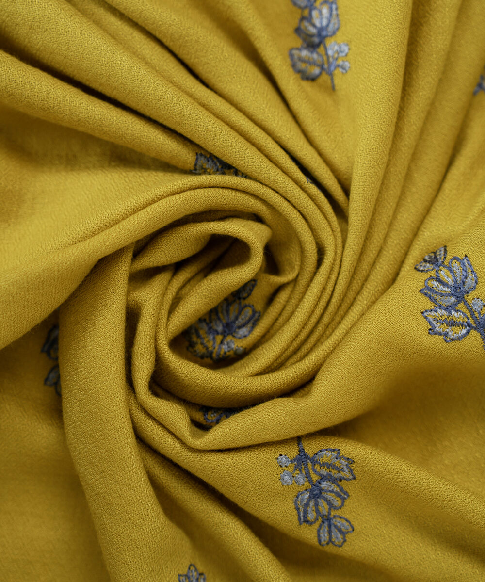 Dobby Embroidered Yellow Dupatta