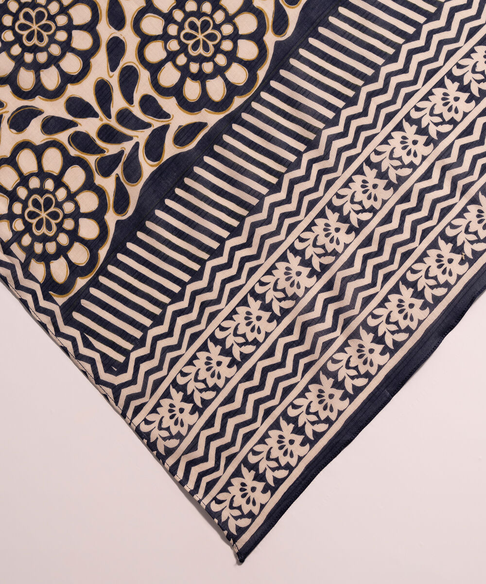 Lawn Printed Dark Blue Dupatta