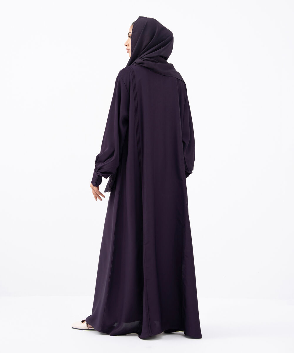 Women's Purple Polyester Abaya Set
