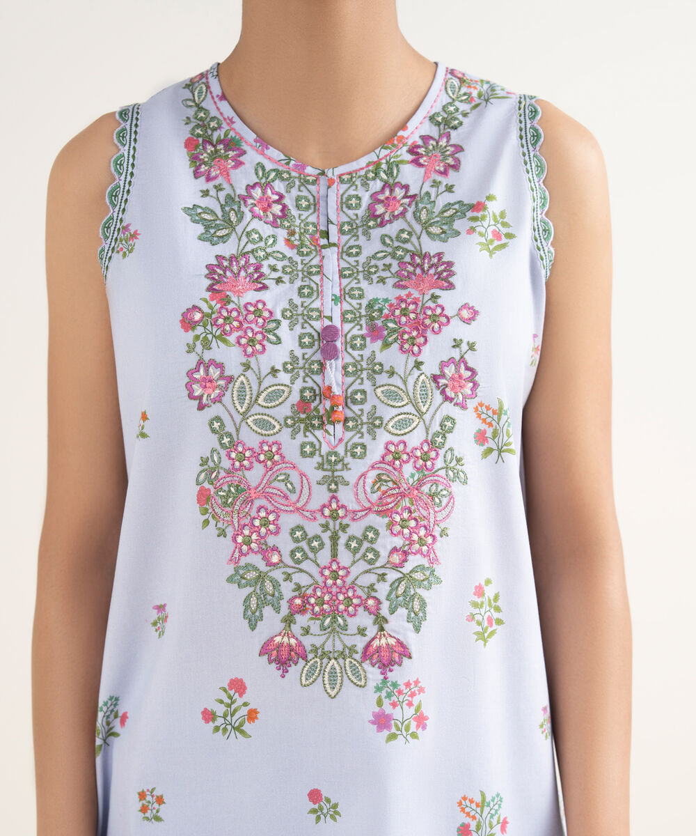 Women's Unstitched Lawn Embroidered Grey 3 Piece Suit