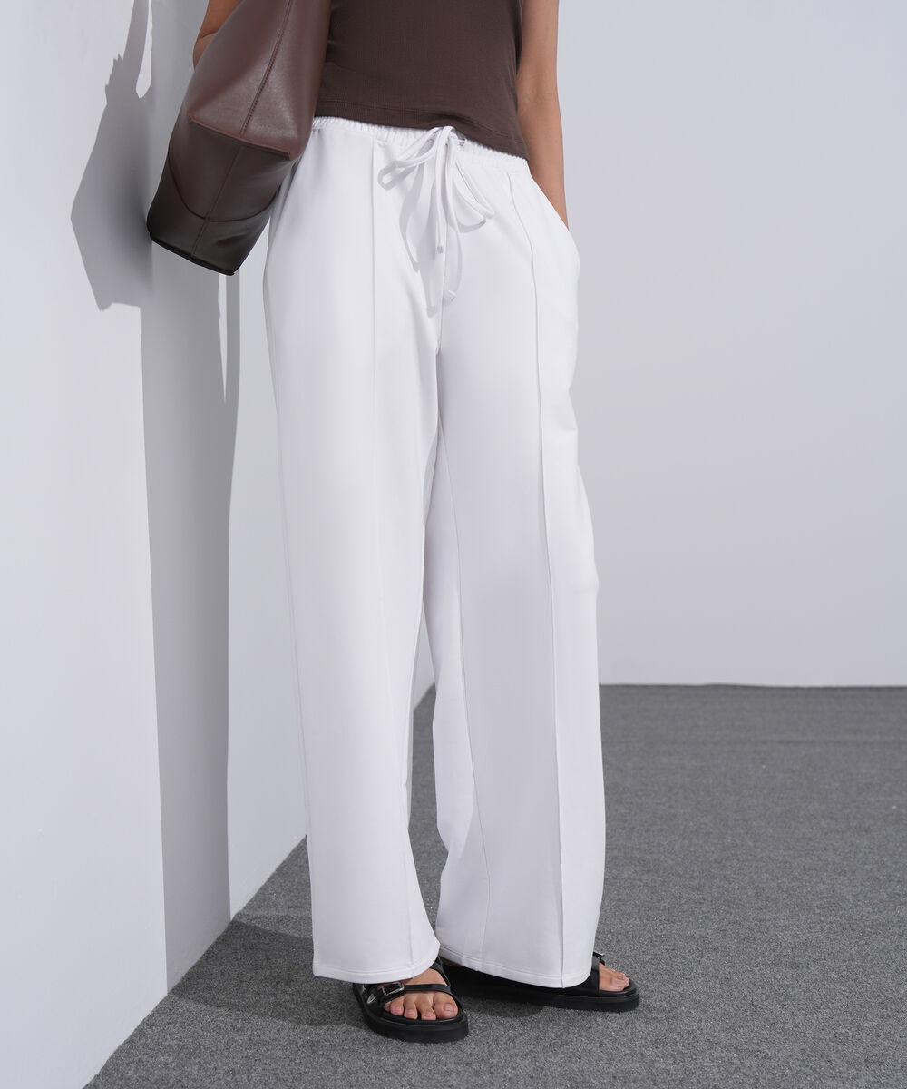 Women's Western Wear White Pull On Summer Terry Trousers