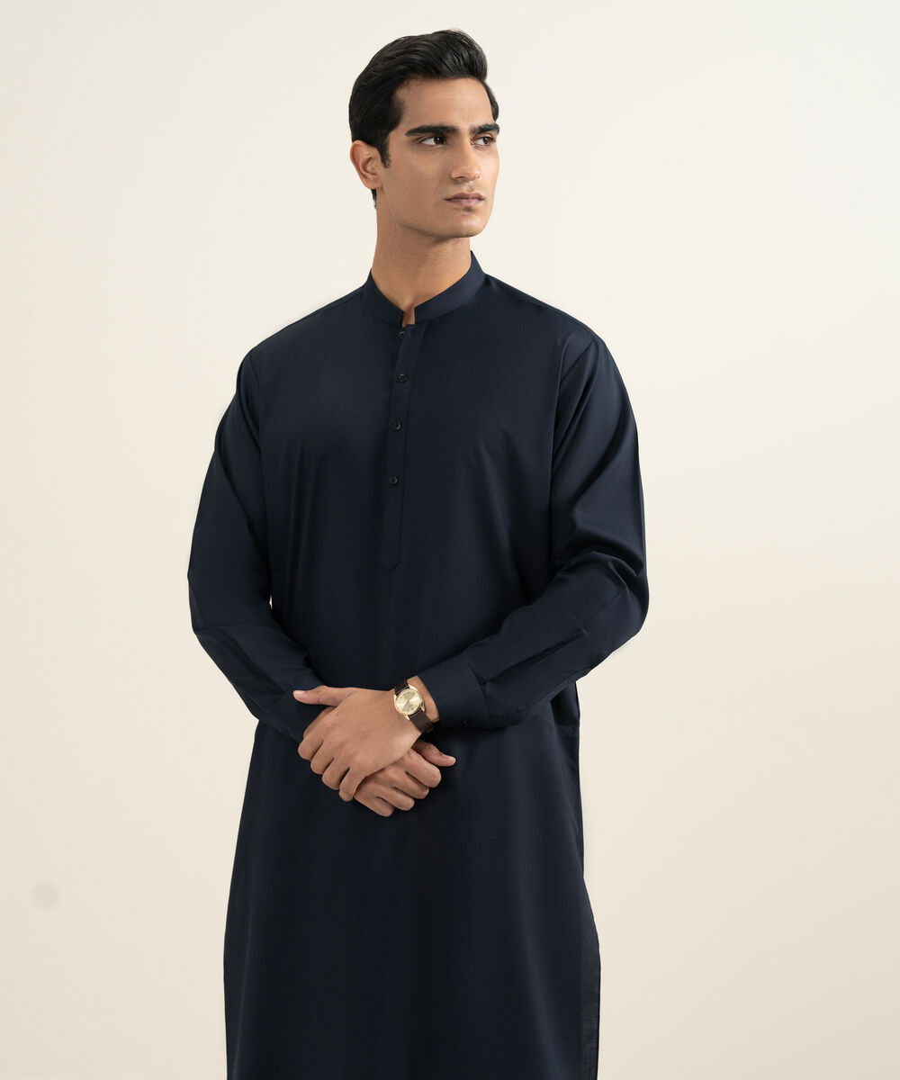 Men's navy Wash & Wear Kameez Shalwar