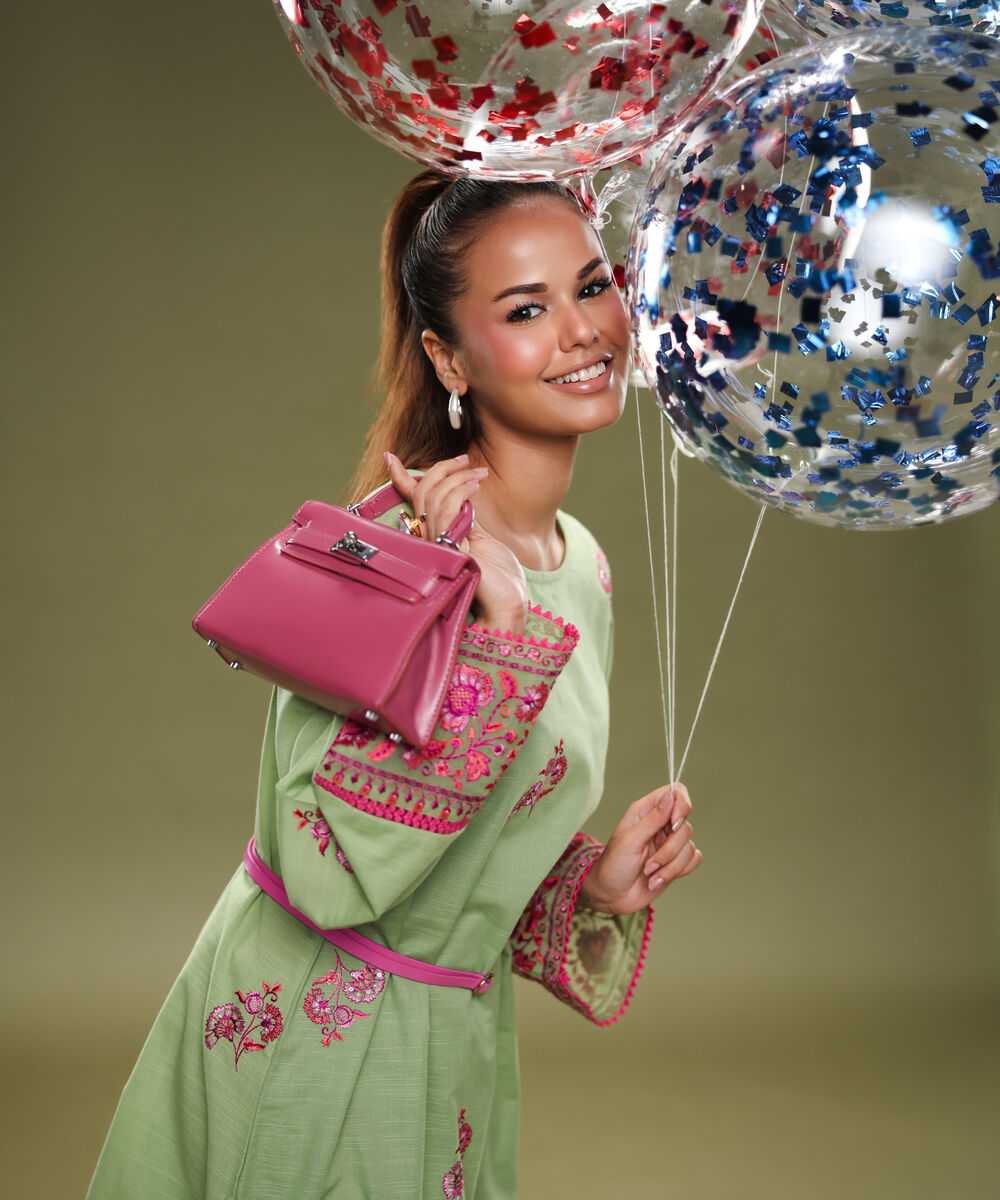 Women's RTW Cambric Green Embroidered Straight Shirt