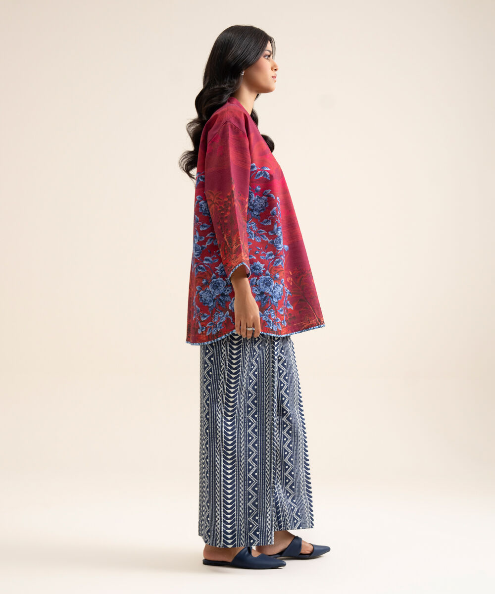 Women's Unstitched Premium Khaddar Red 1 Piece Suit