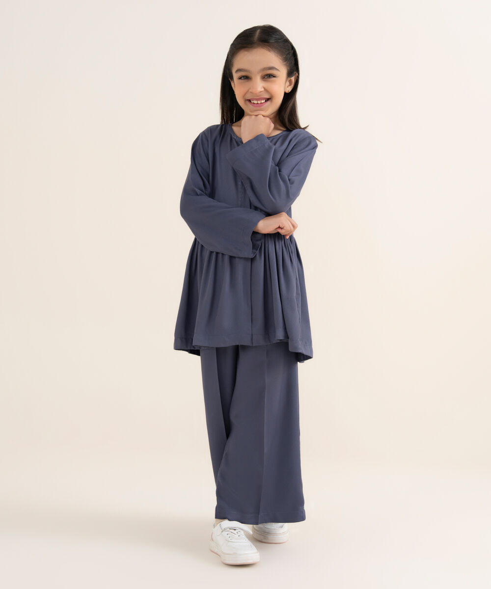 Girl's Bedford Solid Dark Grey 2 Piece Set