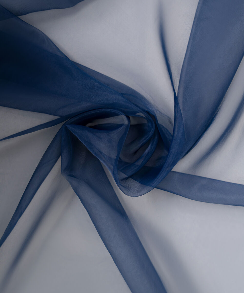 Blended Organza Solid Blue Dupatta